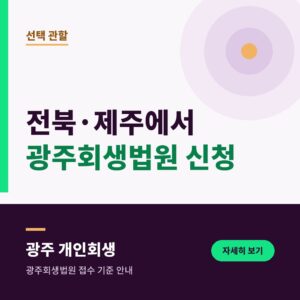 전북·제주에서 광주회생법원 신청 | 제3조 제13항 선택 관할 정리